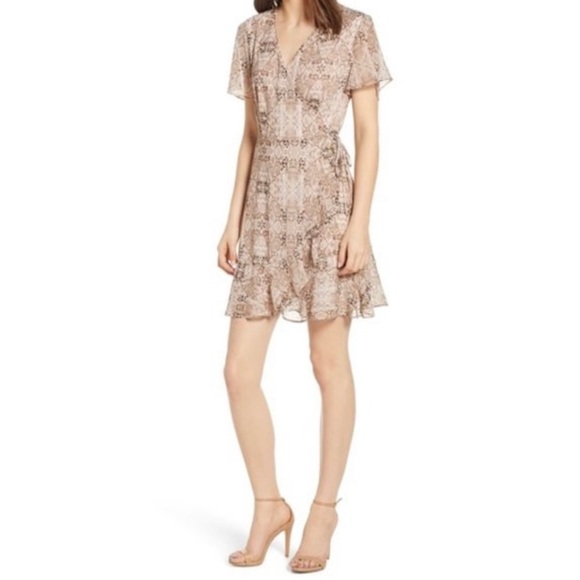 All in Favor Snakeskin Wrap Mini Dress - Picture 2 of 5
